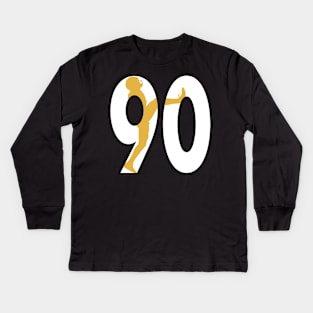 the number 90 t.j. watt Kids Long Sleeve T-Shirt